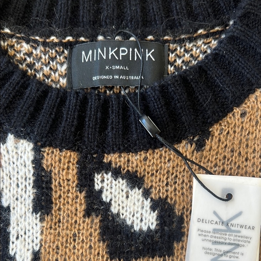 MINKPINK Brown and Black Leopard Print Sweater - Picture 2 of 2